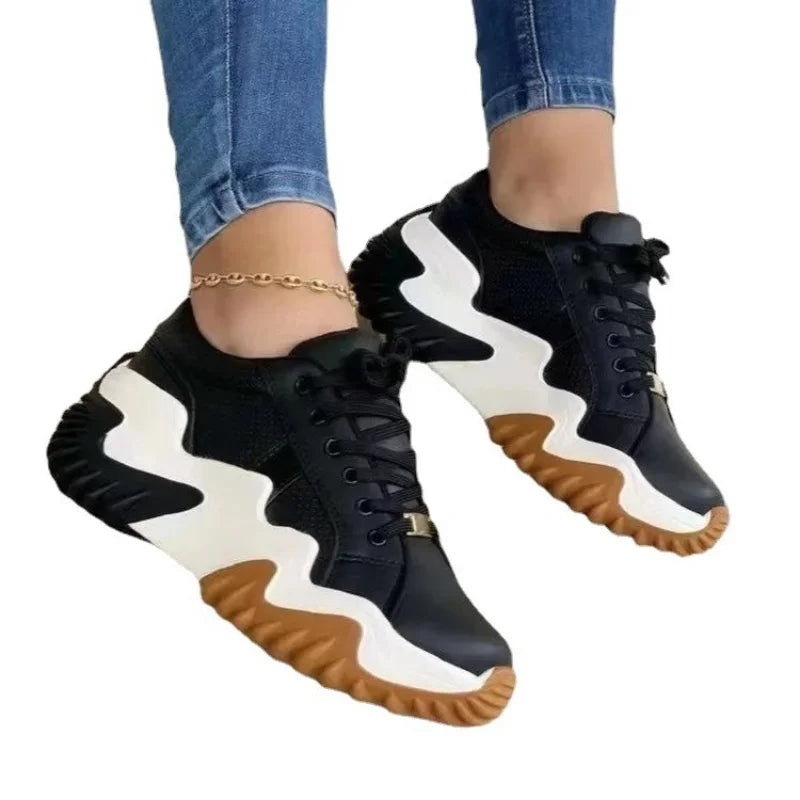 2024 Platform Casual Sport Shoe Women  Lace Up Chunky Sneaker Wedge Non Slip Woman Vulcanize Shoes Zapatos Mujer Plus Size 35-43