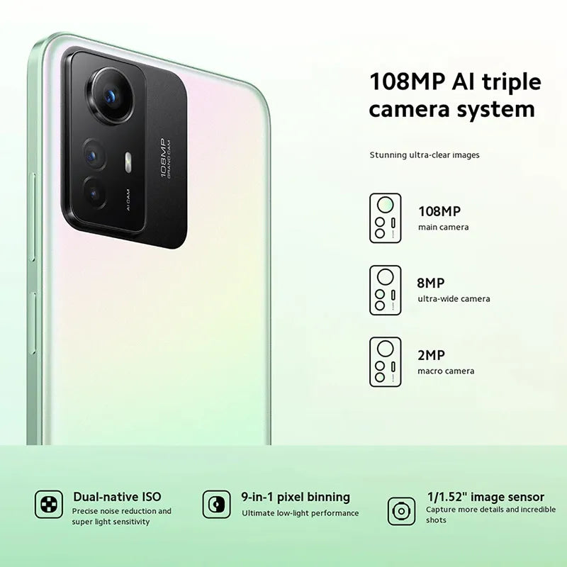 النسخة العالمية الجديدة من هاتف Xiaomi Redmi Note 12S بذاكرة وصول عشوائي (RAM) سعة 256 جيجابايت وذاكرة قراءة فقط (ROM) وشاشة AMOLED مقاس 6.43 بوصة وكاميرا بدقة 108 ميجابكسل ومعالج MTK Helio G96 وبطارية 5000 مللي أمبير في الساعة وتردد 90 هرتز