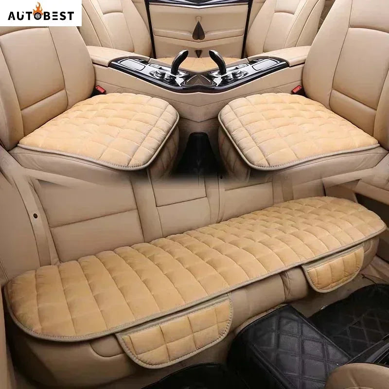 Universal Winter Warm Car Seat Cover Front Rear Seat Cover Protector with Storage Pouch Breathable Pad Car Interior Accessories