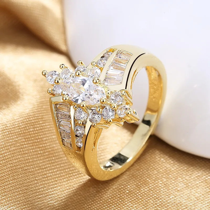 Fashion Couple Rings Women Marquise Cut Crystal CZ Ring Men's Two Rows CZ Stone Stainless Steel Ring Fashion Jewelry For Lovers