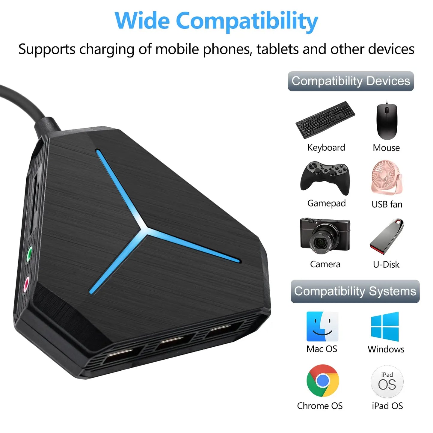 موزع USB مزود بـ 11 منفذًا عالي السرعة وقارئ بطاقات TF/SD وواجهة سماعة رأس/ميكروفون USB 3.0 لأجهزة الكمبيوتر المحمولة وملحقات الكمبيوتر