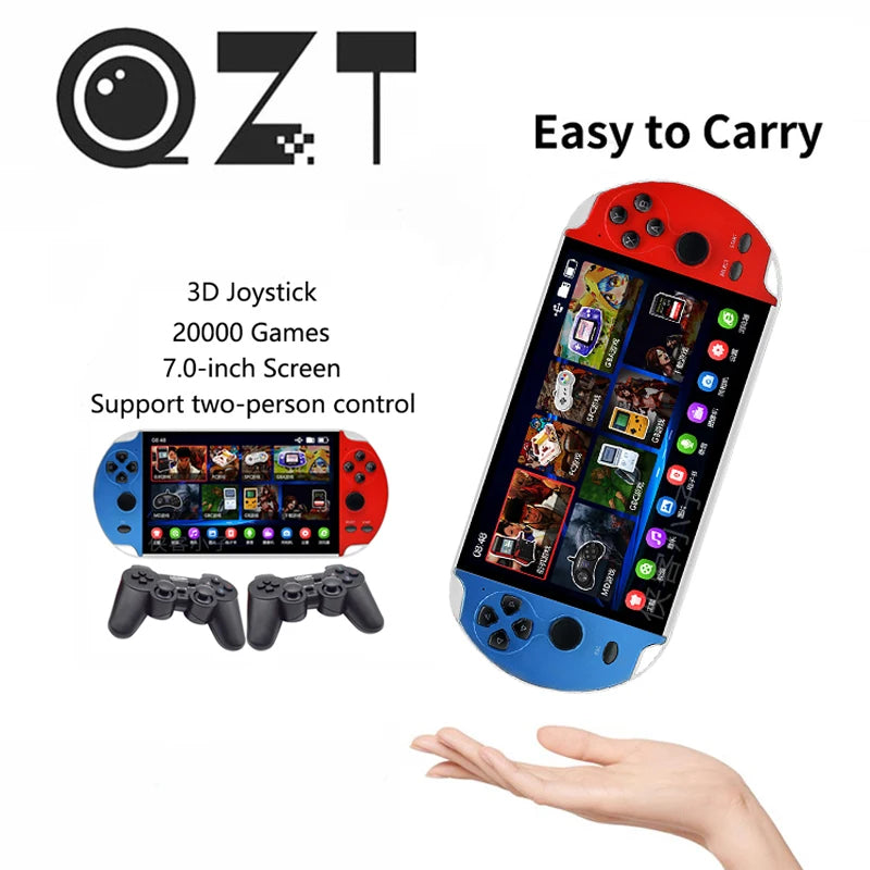 QZT Handheld Game Console 4.3/5.1/7.1 Inch Screen Portable Retro Games Double Rocker Built-in 20000 PSP Classic Games Games Gift