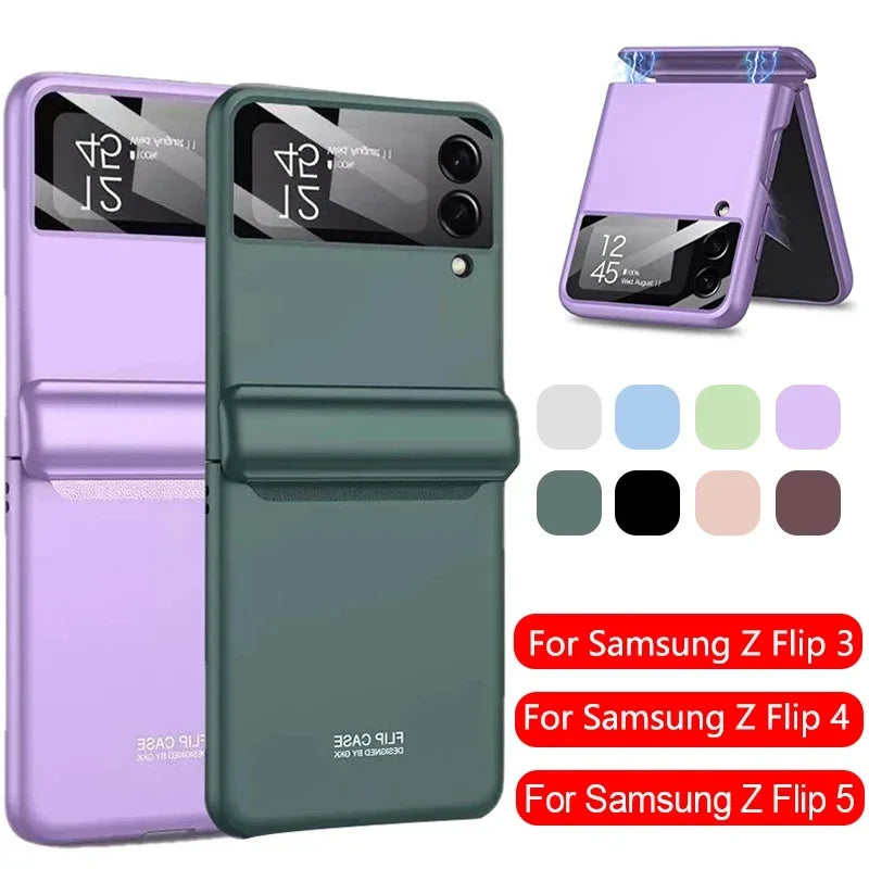 Flip3 Flip4 Magnetic Case For Samsung Galaxy Z Flip 3 4 5 5G Full Protection Hinge Luxury Cover Shell Camera Glass on ZFlip5