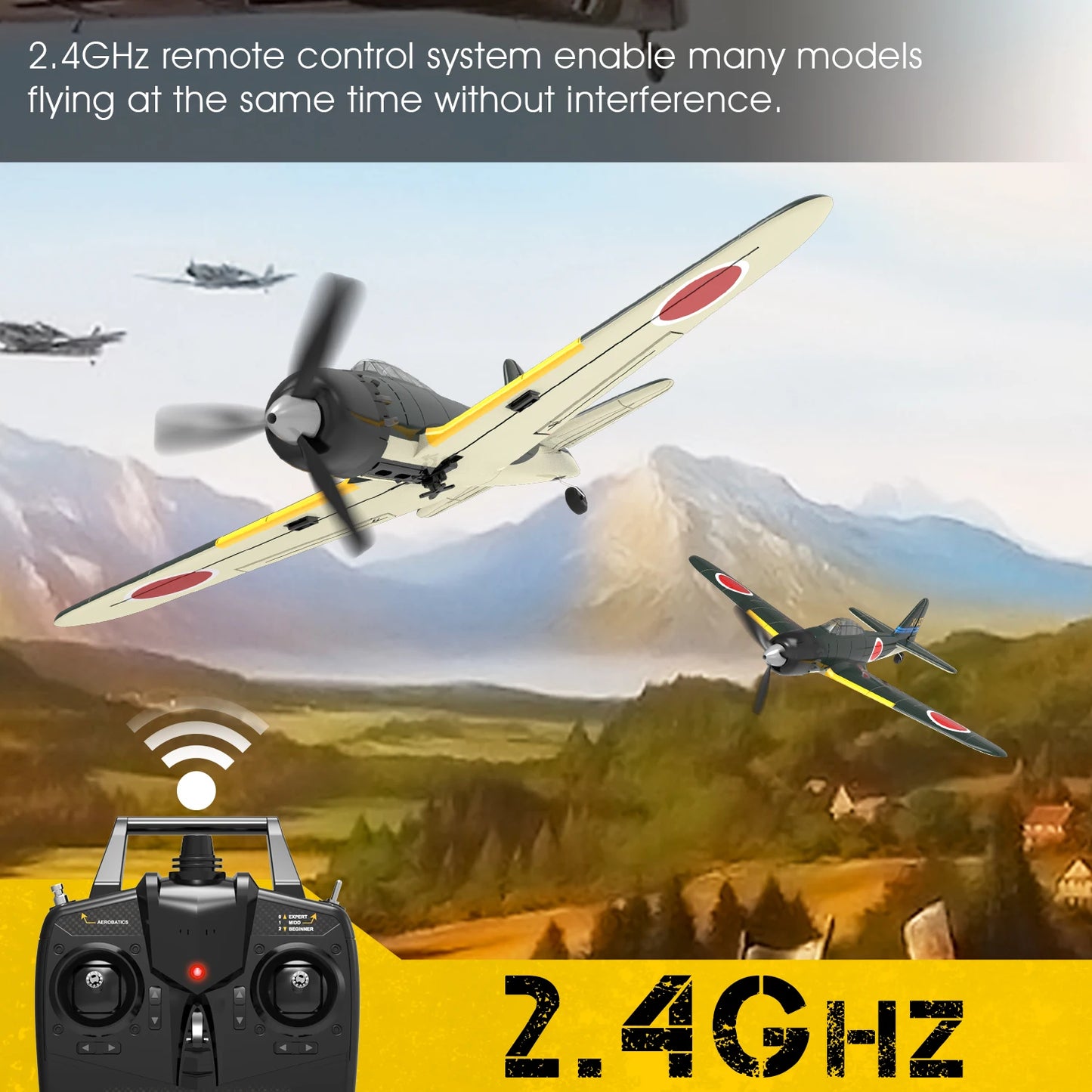 Zero RC Plane 2.4G 4CH Remote Control Airplane EPP 400mm Wingspan 6-Axis Aerobatic RC Fighter 761-15 RTF Plane