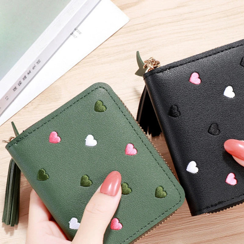 1PC Wallet Women Ladies Mini Tassel Wallets Cute Short Zipper Lovely Pu Leather Coin Purse Female Hand Wallet