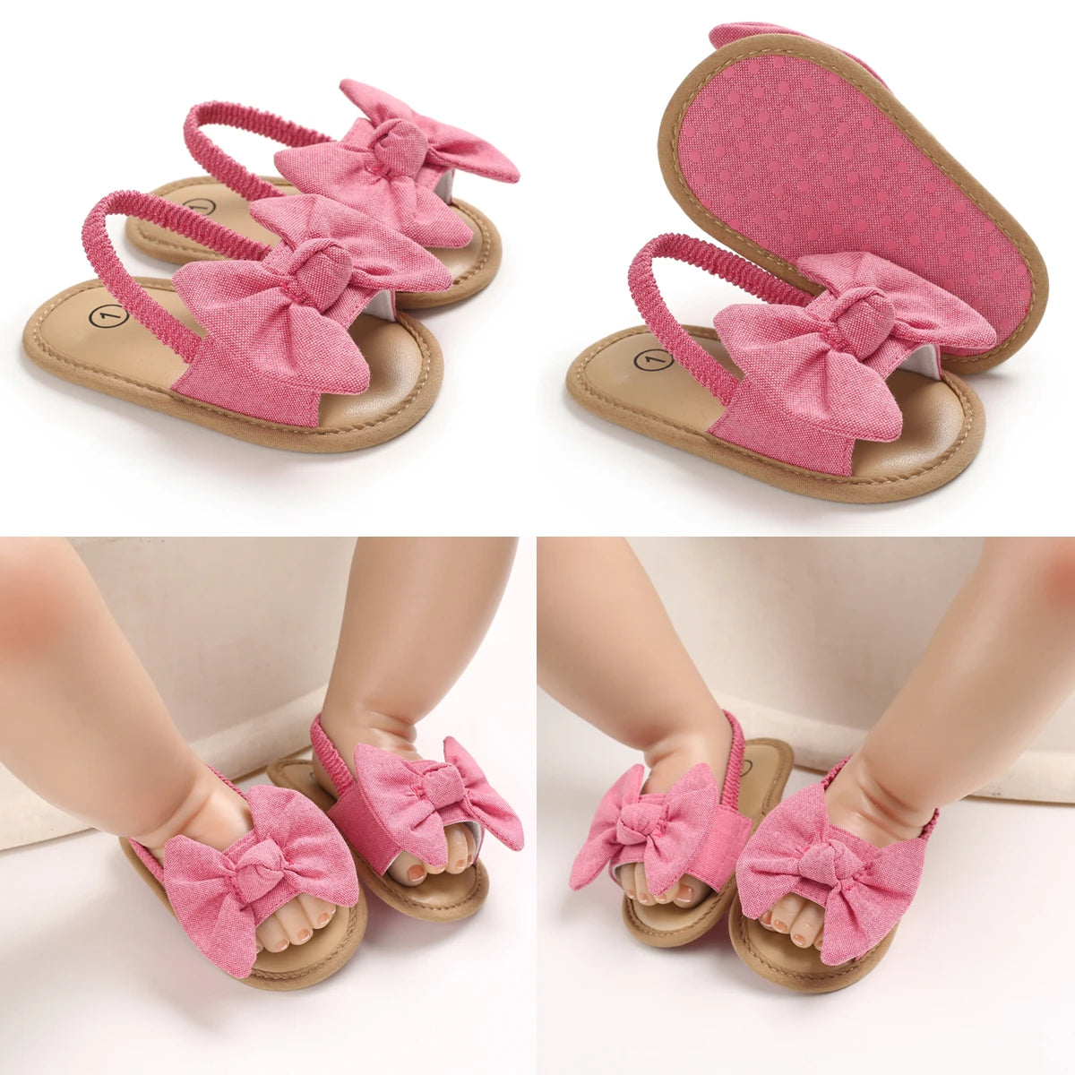 Baby Shoes Girls Pink Theme Summer Casual Sandals Comfortable Soft Sole Newborn First Walkers Non-Slip Toddler Shoes Fashion