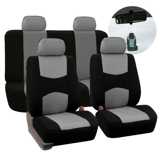 Gray Flat Cloth Full Set Car Seat Cover with Air Freshener