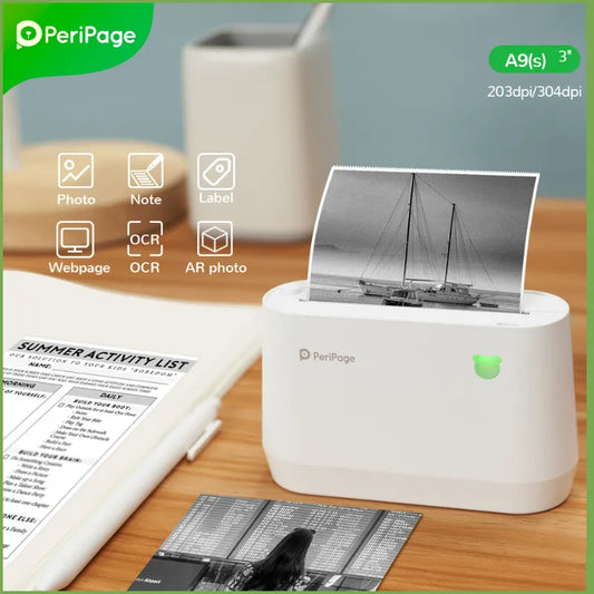 PeriPage Printer Portable Thermal Bluetooth A9 203dpi A9s 304dpi A9pro Grayscale Thermal Picture Photo Mini Wireless Printer