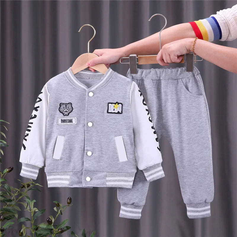 New Kids Baseball Clothing Sets Boys Girls Casual Sports Suit Coat Pant 2Pcs Spring Autumn Thin Baby Tracksuit Outfits 1-4Y