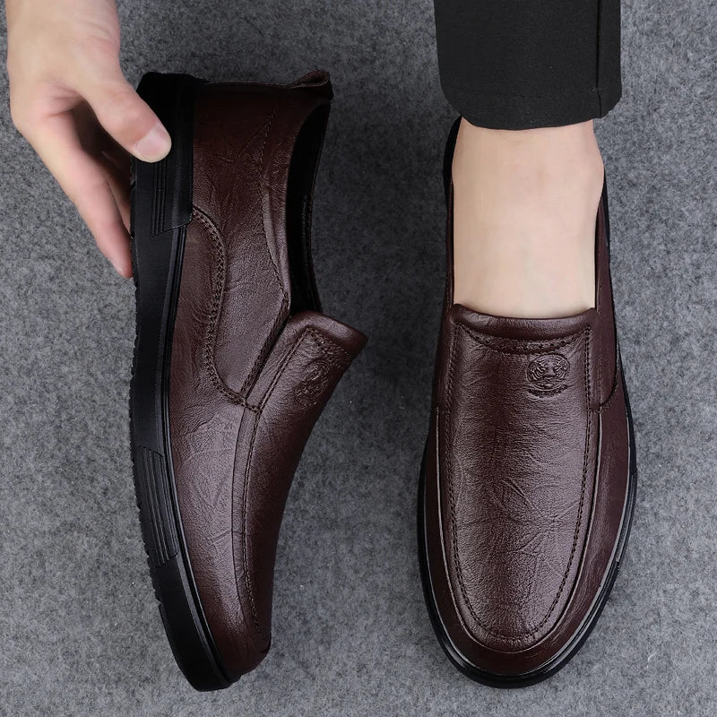 Leather cowhide rubber thick soled handmade cold sticky Shoes Loafers comfortable and breathable