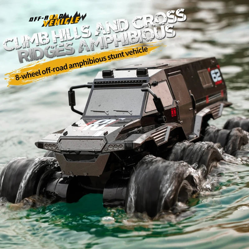 8x8 RC Car 8WD Off-road Amphibious Stunt Vehicle 8-wheel Speed Racing Truck Waterproof Crawler 2.4G Remote Control Cars Toys