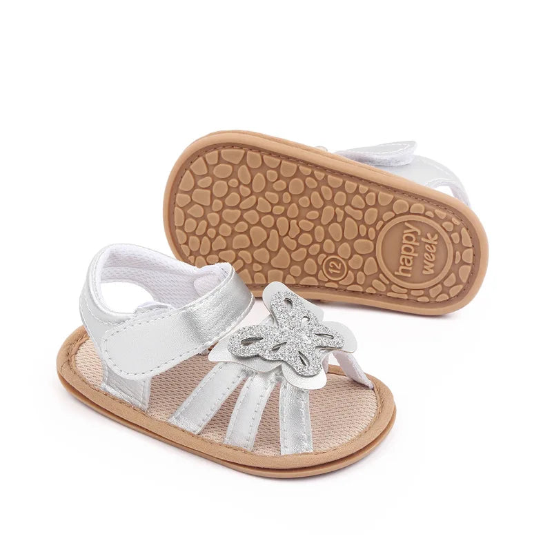 Infant Baby Girl Sandales Toddler Summer Shoes Newborn Bebes Soft Rubber Sole Footwear for 1 Year Cute Butterfly Sandalen Gifts