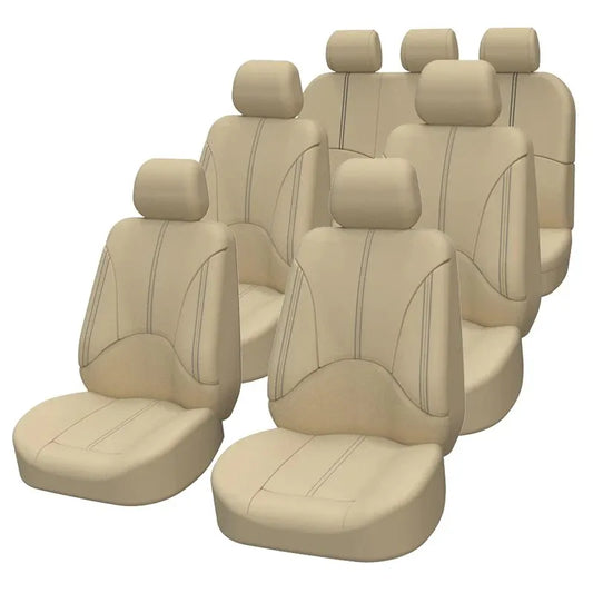 2/5/7 Seater Beige Artificial Leather Car Seat Covers Front&Rear Bench Seat Protectors for Skoda for 2006fiesta for Hyundai Kona