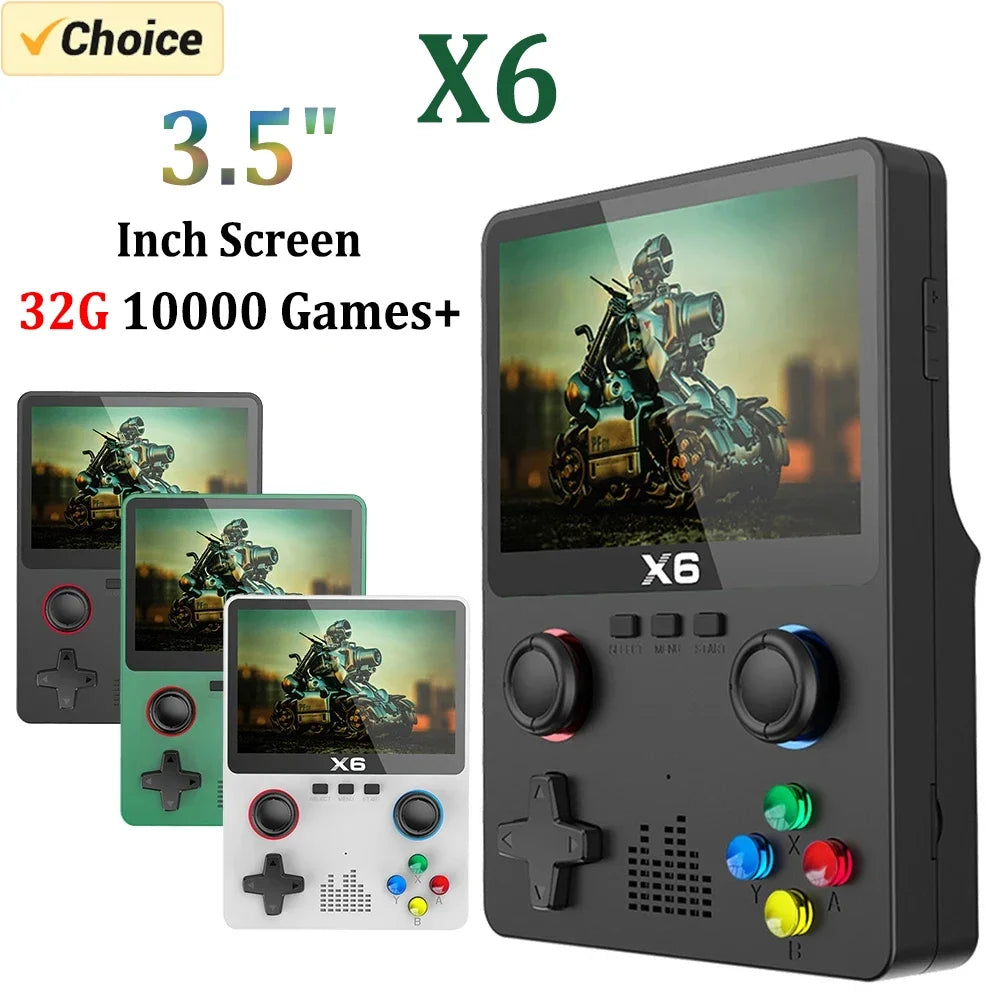 X6 Game Console Retro Video Game Console 3.5/4'' IPS Screen Portable Handheld Game Player 10000+ Classic Games Children Gifts