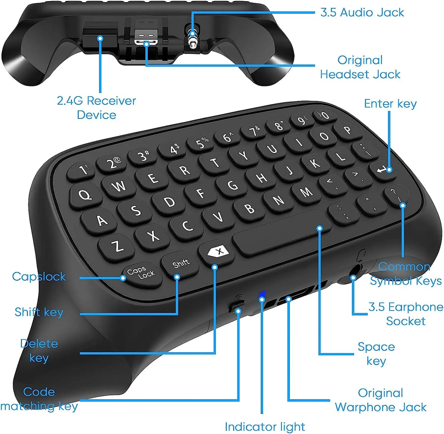 Wireless Chatpad Bluetooth Gaming Keypad Controller Keyboard Built-in Speaker,3.5mm Audio Jack for Xbox Series X/S/One/One S