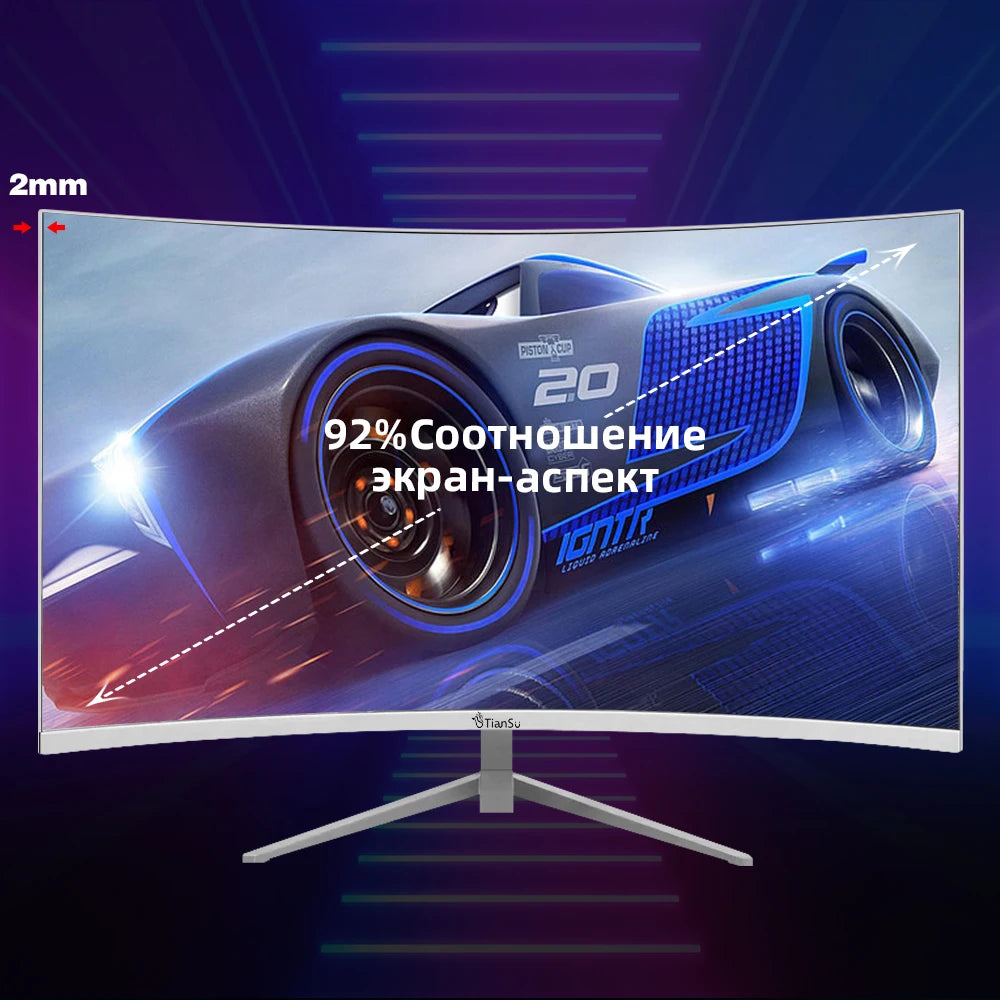 Tiansu Curved Monitor 27 inch 2K 144Hz/165Hz Display Computer Gaming Screen HDMI / DP 1MS-2MS-GTG HDR Resolution 2560*1440p