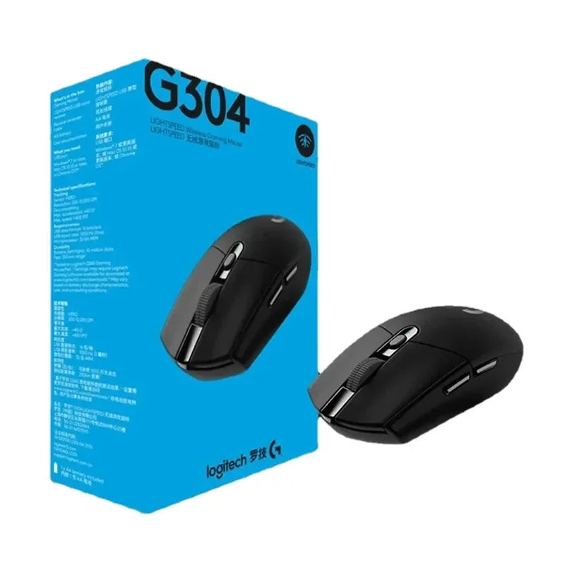 ماوس ألعاب الكمبيوتر Logitech G304 اللاسلكي 2.4 جيجاهرتز، ماوس مريح Hero Engine بدقة 12000 نقطة في البوصة، مزود بتقنية البلوتوث، ملحق كمبيوتر شخصي يعمل بنظامي التشغيل Windows وMac OS، هدية