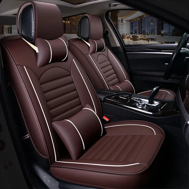 Luxury Quality Leather Car Seat Cover Comfortable  Four Seasons Universal Front/ Rear/ Full Set Cover Cushion Car Seat Protector