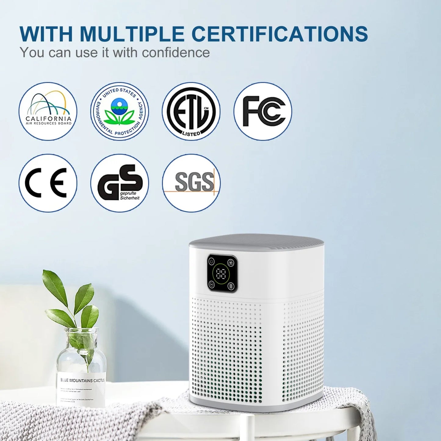 OUNEDA HY1800 Pro Air Purifier For Home Protable H13 HEPA & Carbon Filters Smart Control Panel Efficient purifying Air Cleaner