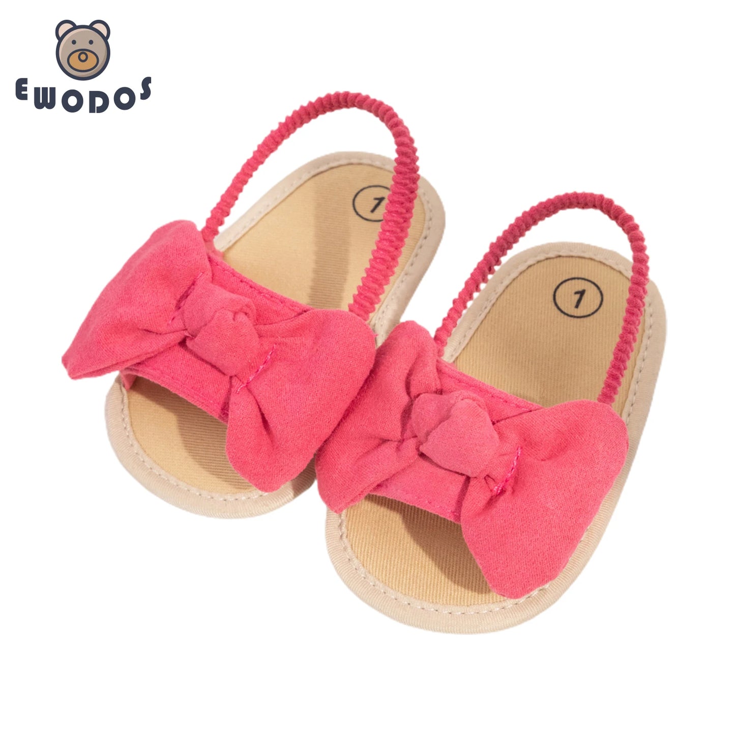 EWODOS 0-18M Toddler Baby Girls Sandals Summer Sweet Bowknot Sandals Anti-slip Soft Sole Shoes for Babies Outdoor School Party