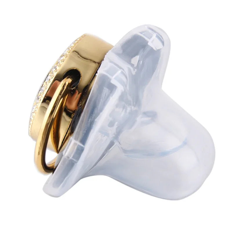 لهاية أطفال على شكل حرف مع غطاء مضاد للغبار، مشابك لهاية فاخرة لامعة للأطفال حديثي الولادة، خالية من مادة BPA، لهاية من السيليكون