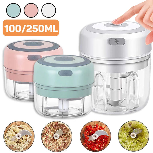 Mini Electric Garlic Chopper 100ML/250ML USB Garlic Grinder Mini Vegetable Chili Masher Wireless USB Blenders Kitchen Machine