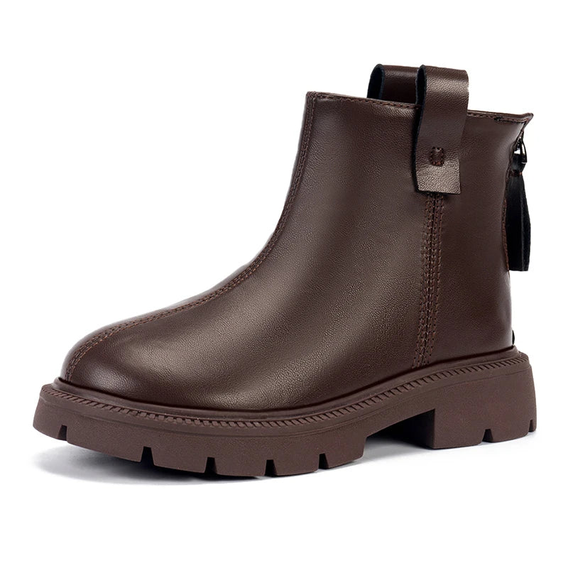 2023 New Brown Black Boys Short Boots Back Zipper Spring Autumn Chic Girls Leather Boots Non-slip Kids Shoes for Performance PU