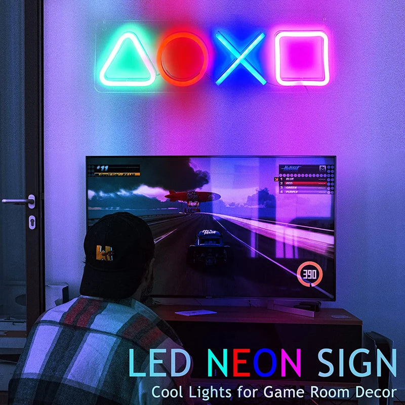 Icon Gaming Ps4 Neon Sign Playstation Light for Bedroom Decor  Light Led Room Bar Party Christmas Gamer Gifts Gaming Accessories