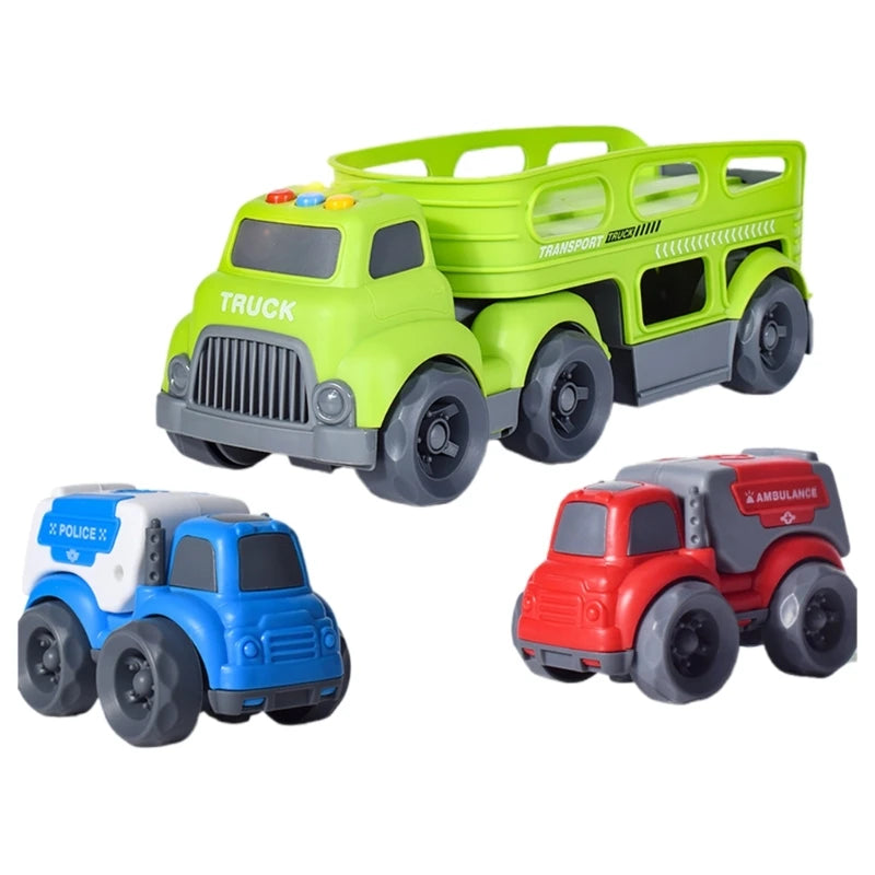 3pcs Kid Engineering Vehicle Ambulance Model Realistic Mixer for Boy Stimulation Truck Model Set Transportation