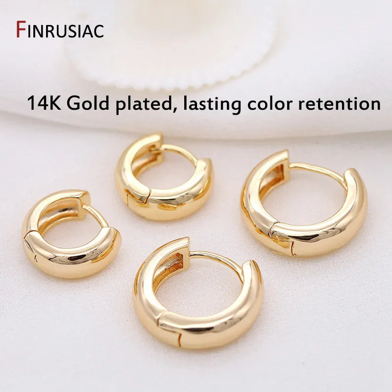 Ladies Big Hoops Gold Circle Ring Earrings 2023 New Trendy Real Gold Plated Round Hoop Earrings For Women Girls