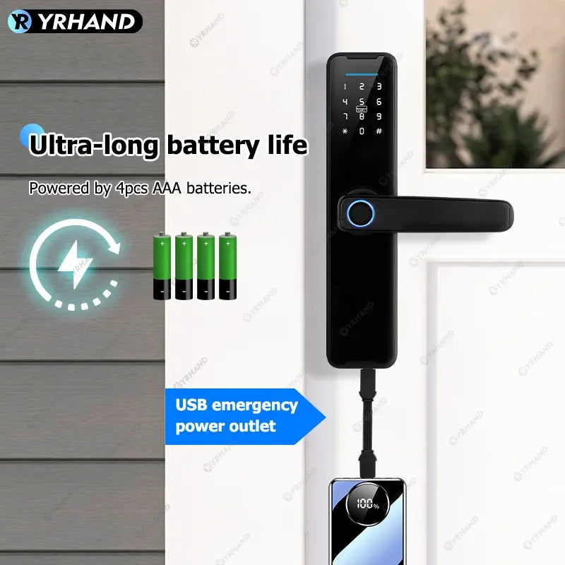 YRHAND Cerradura Inteligente Biometric Smart Lock Tuya App Remote Unlocking Keyless Wifi Lock Electronic Smart Door Lock