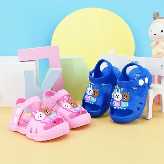 Summer Baby Shoes Sandals Kids Baby Boys Girls Cartoon Baby Sandals Flat Heels Solid Cartoon Slippers Children's Garden Shoes