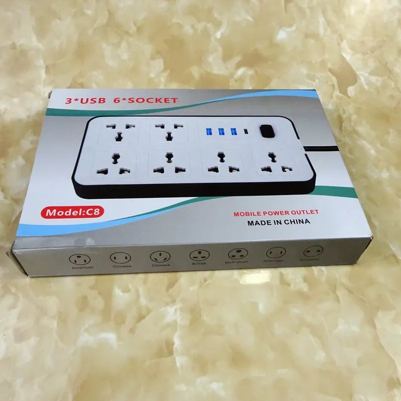 Classic Fashion Universal Power Strip Socket With Extension Cable 2M USB LED EU US UK Plug AC Outlet Multi Network Electrical