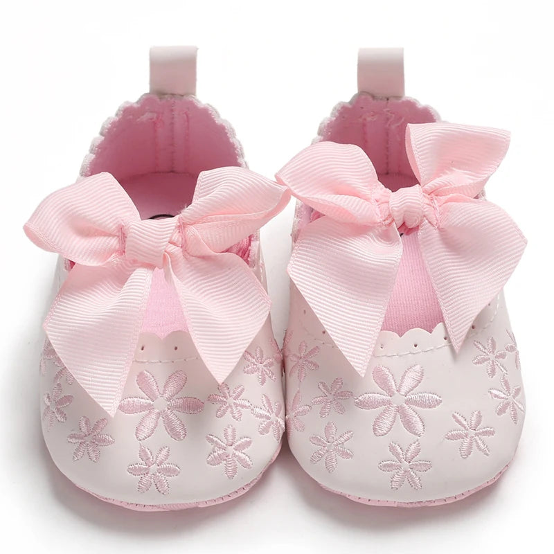 New Baby Shoes First Walkers Baby Girls Knitted Print PU Soft Sole Princess Shoes 0-18M Toddler Shoes Casual Fashion