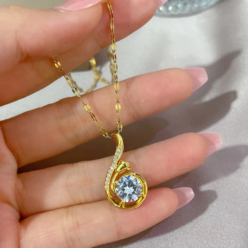 Accessories jewelry for women Pendant necklace Golden Stainless Steel Chain clavicle Link cheap items with free shipping