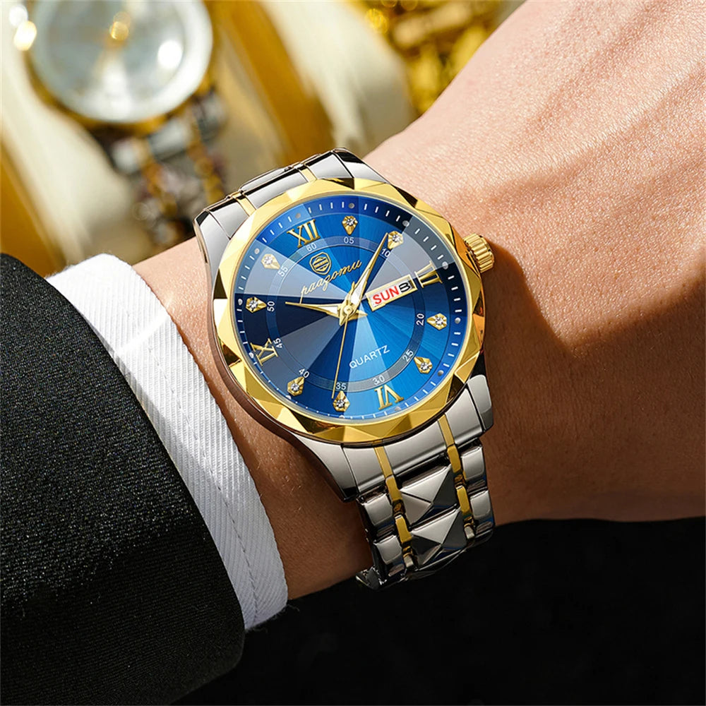 Man Watch High Quality Waterproof Chronograph Luminous Men's Wristwatch stainless steel Men Quartz Watches 2024 New Luxury Clock