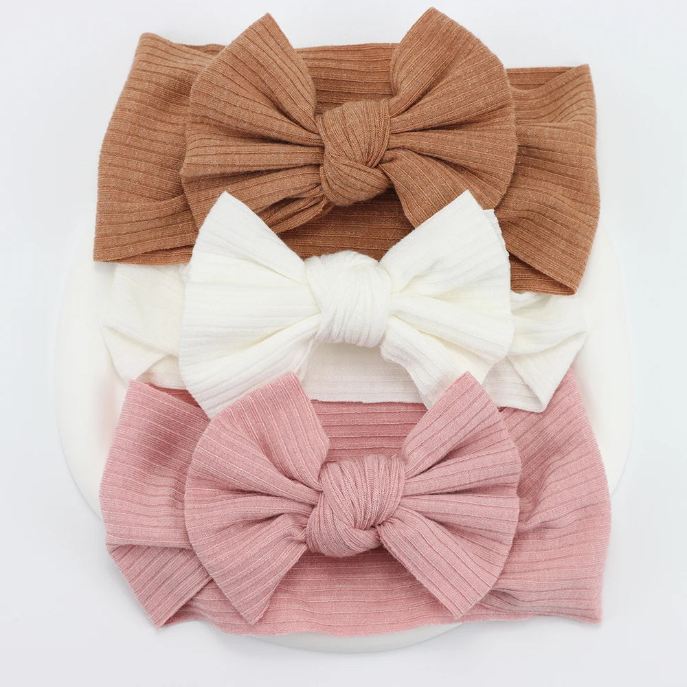 3Pcs/Lot Knit Baby Headband Bow Newborn Elastic Soft Nylon Headbands For Baby Girl Turban Infant Hair Accessories Kids Headwear