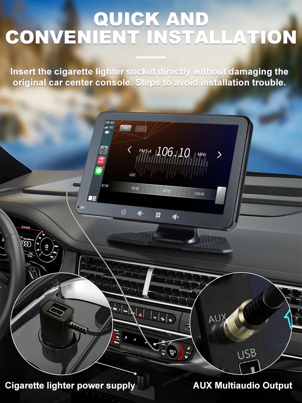 Universal 7 9.26Inch Car Radio Multimedia Player Wireless CarPlay Android Auto Monitor Touch Screen with Rear View Camera AUX