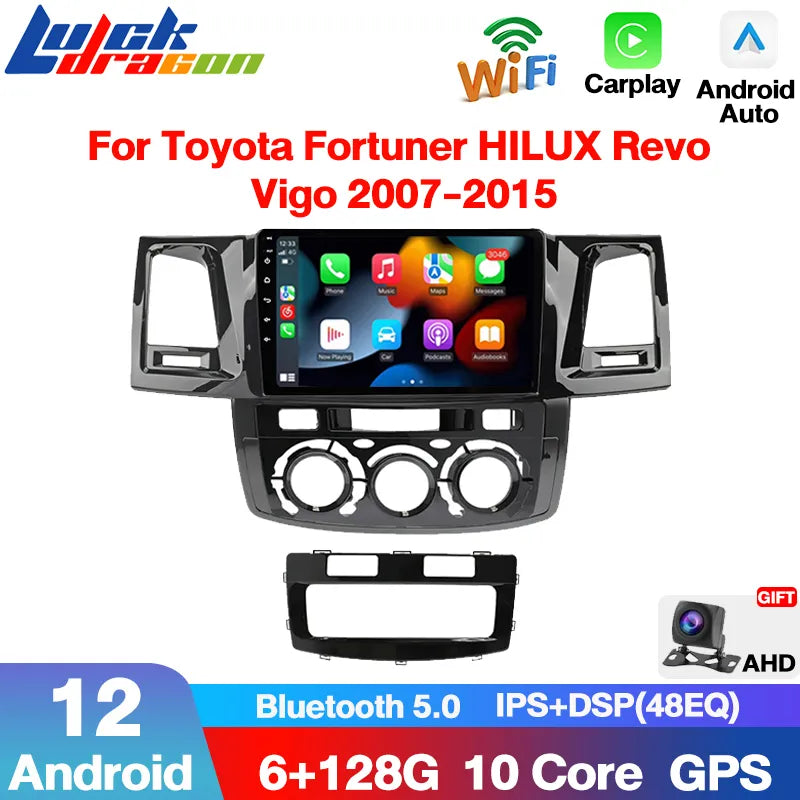 Android 12 DVD 2Din Car Radio For Toyota Fortuner HILUX Revo Vigo 2007-2015 Video Player Autoradio Navigation GPS Carplay WiFi4G