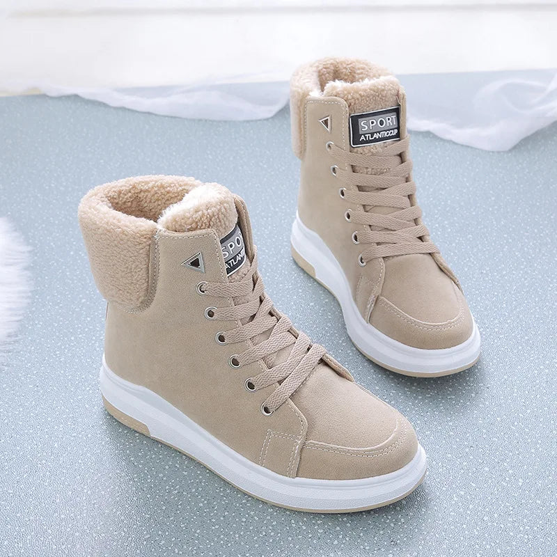 Platform Women's Shoes Winter Women Sneakers Warm Fur Plush Lady Casual Shoes Lace-up Fashion Woman Chunky Sneaker tenis femme