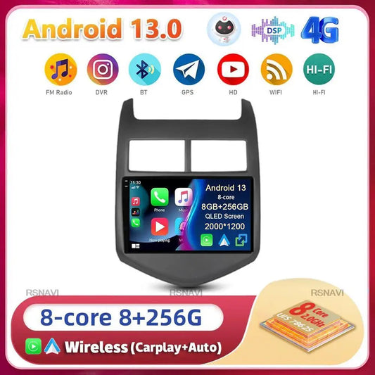 Android 13 Carplay Auto For Chevrolet Aveo 2 Sonic T300 2011 2012 2013 2014 2015 Car Radio GPS Stereo Multimedia Player 2din DSP