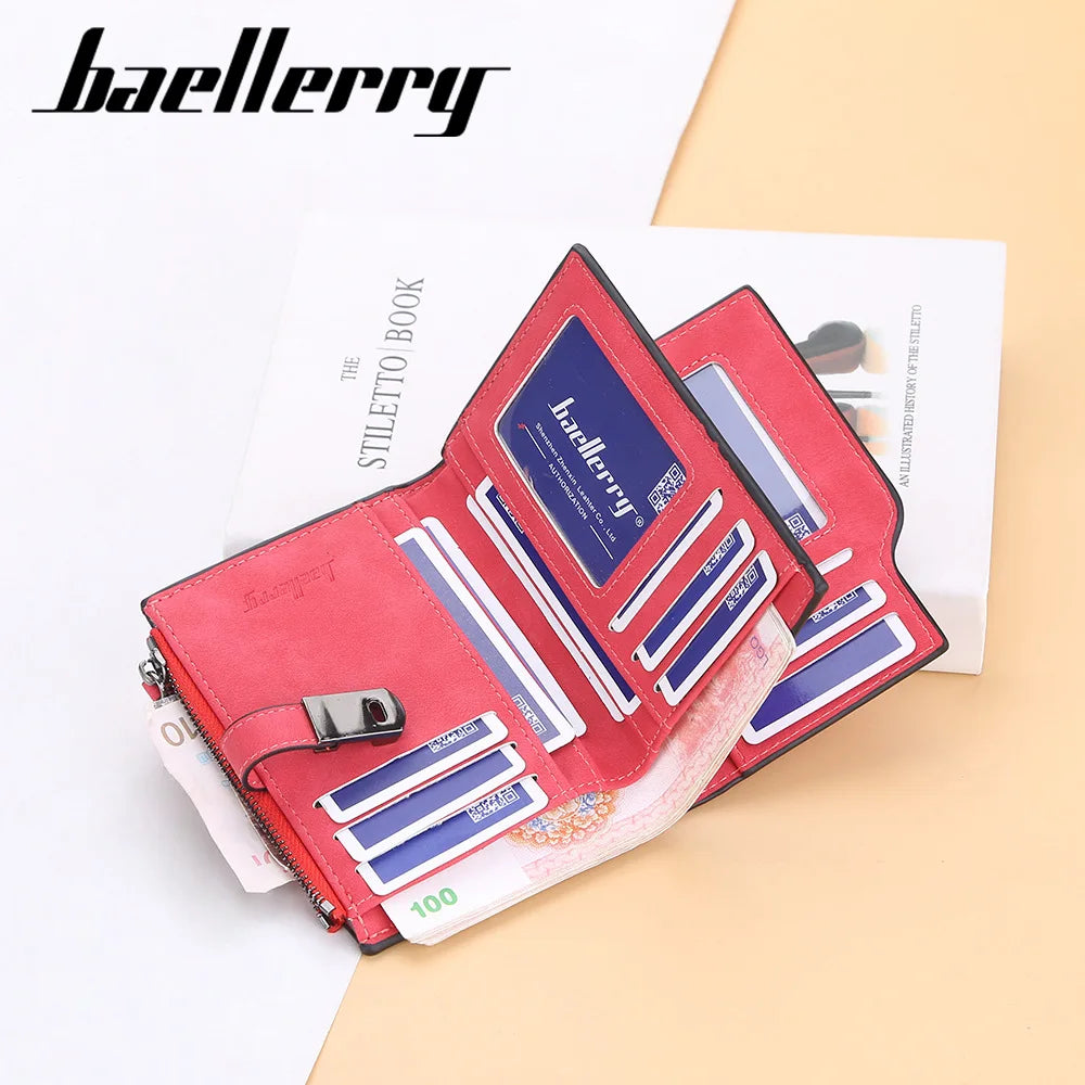 Baellerry Women Wallets Short Magnetic Buckle Top Quality Card Holder Female Purse Zipper Wallet For Women