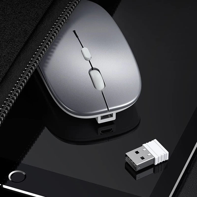 Rechargeable Optical Wireless Mouse Slient Button Ultra Thin Mini Optical Ultrathin USB 2.4G Mice for Computer Laptop Computer