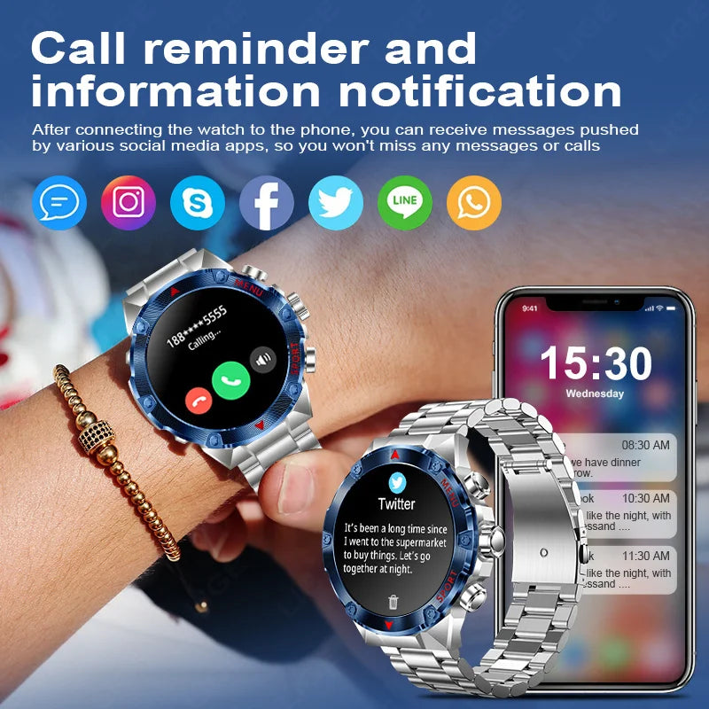 LIGE Bluetooth Call Smart Watch Men 1.43 Inch 466*466 HD AMOLED Screen Waterproof Sports Tracker Health Monitor Men Smartwatch