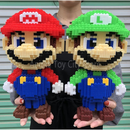 Mario Building Block Cute Anime Cartoon Marios Bros Luigi Assembled Model Toy Brick Kids Puzzle Doll Toys Blocks Birthday Gift