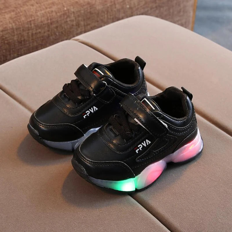 Zapatillas Child Sport Shoes Spring Luminous Fashion Breathable Kids Boys Net Shoes Girls LED Sneakers with Light Running Shoes