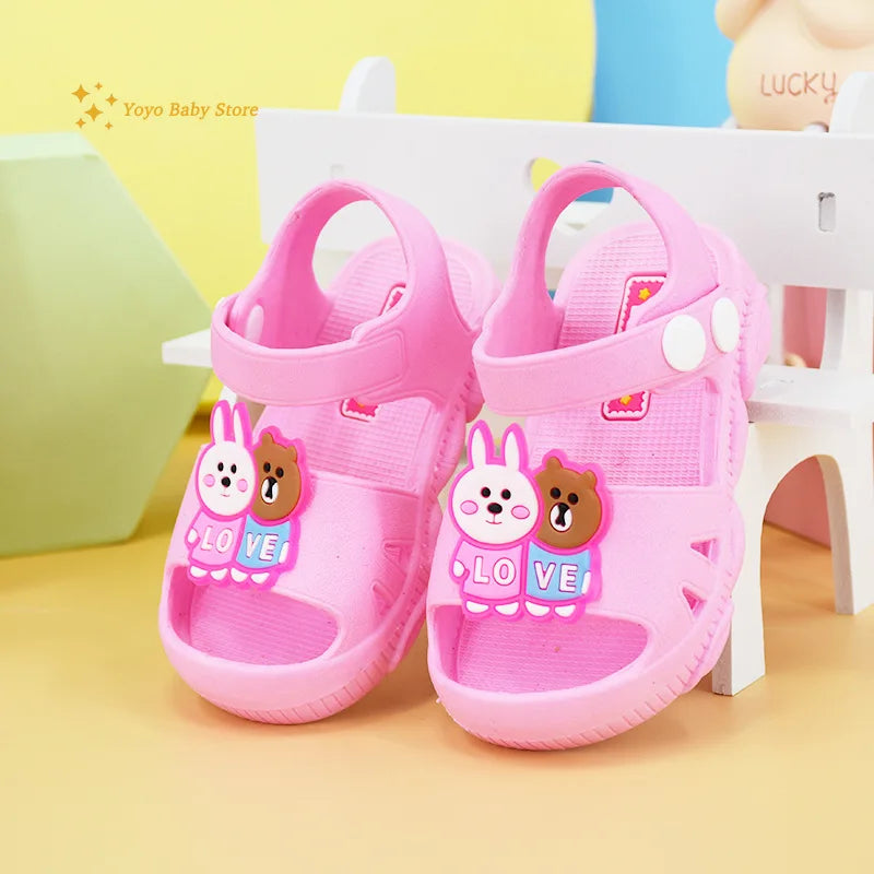 Baby Sandals Flat Heels Solid Summer Baby Shoes Sandals Kids Baby Boys Girls Cartoon Slippers Children's Garden Shoes