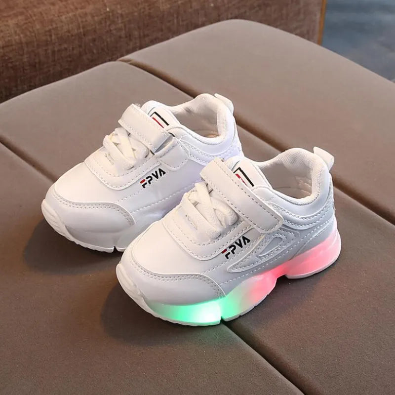 Child Sport Shoes Spring Luminous Fashion Breathable Kids Boys Net Shoes Girls LED Sneakers with Light Running Shoes Zapatillas