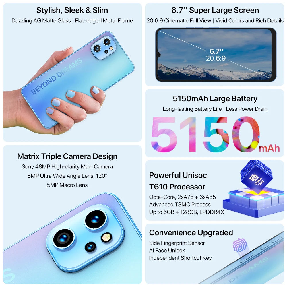 UMIDIGI A13 Pro Android Smartphone NFC 48MP AI Triple Camera 128GB 6.7" Full Display 5150mAh Cellular Global Version