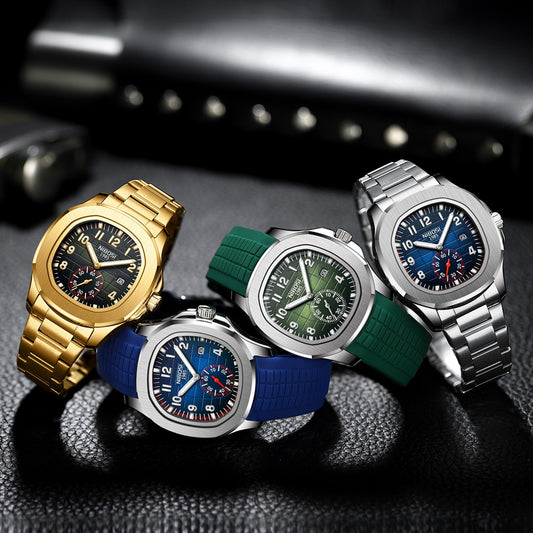 NIBOSI 2653 Luxury Men’s Quartz Watch – Luminous Calendar Dial, 30M Water Resistant, Premium Stainless Steel & Silicone Strap Options